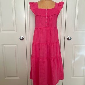 OLD NAVY tiered midi dress in hot pink size SP